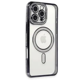 Newface Iphone 16 Pro Kılıf Joke Simli Magneticsafe Kılıf - Siyah