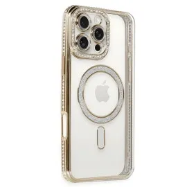Newface Iphone 16 Pro Kılıf Joke Simli Magneticsafe Kılıf - Gold