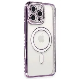 Newface Iphone 16 Pro Kılıf Joke Simli Magneticsafe Kılıf - Derin Mor