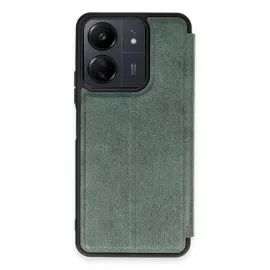 Newface Xiaomi Redmi 13C Kılıf Flip Cover - Koyu Yeşil