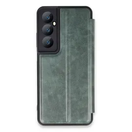 Newface Realme C65 Kılıf Flip Cover - Koyu Yeşil