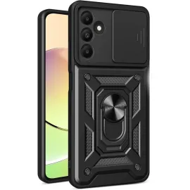 Newface Samsung Galaxy M15 Kılıf Pars Lens Yüzüklü Silikon - Siyah