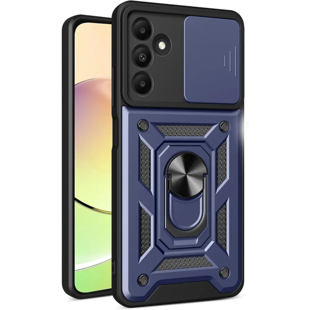 Newface Samsung Galaxy M15 Kılıf Pars Lens Yüzüklü Silikon - Lacivert