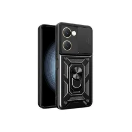 Newface Vivo Y18 Kılıf Pars Lens Yüzüklü Silikon - Siyah