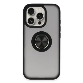 Newface Iphone 16 Pro Kılıf Montreal Yüzüklü Silikon Kapak - Siyah