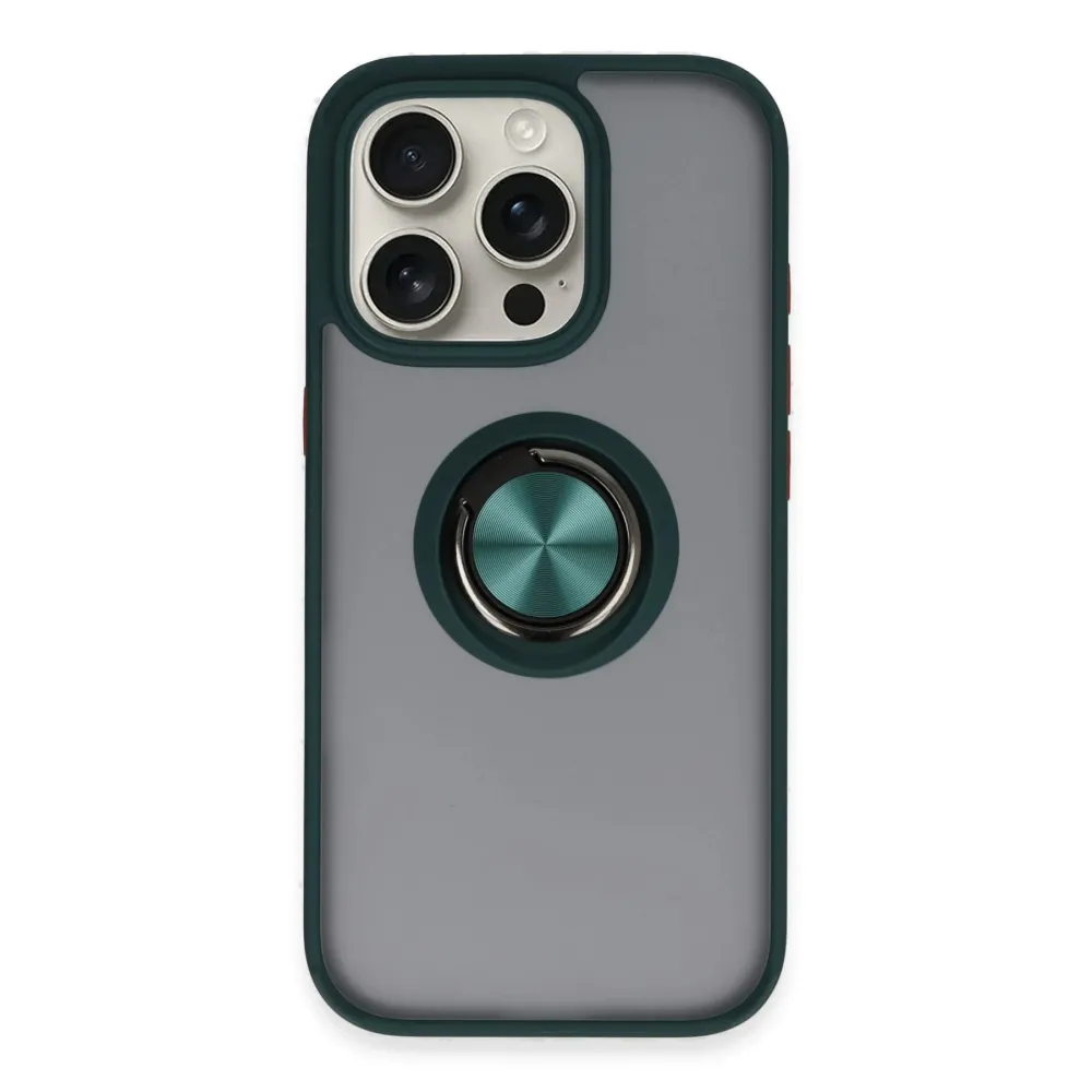 Newface Iphone 16 Pro Kılıf Montreal Yüzüklü Silikon Kapak - Yeşil