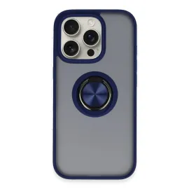 Newface Iphone 16 Pro Kılıf Montreal Yüzüklü Silikon Kapak - Lacivert