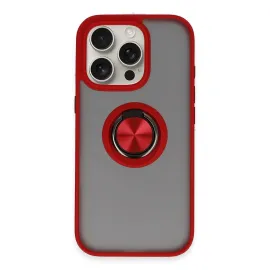 Newface Iphone 16 Pro Max Kılıf Montreal Yüzüklü Silikon Kapak - Kırmızı