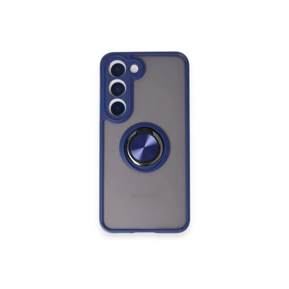 Newface Samsung Galaxy M15 Kılıf Montreal Yüzüklü Silikon Kapak - Lacivert