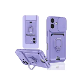 Newface Iphone 16 Kılıf Zuma Kartvizitli Yüzüklü Silikon - Lila