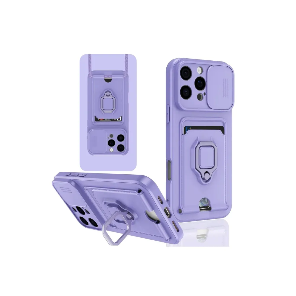 Newface Iphone 16 Pro Kılıf Zuma Kartvizitli Yüzüklü Silikon - Lila