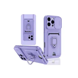 Newface Iphone 16 Pro Kılıf Zuma Kartvizitli Yüzüklü Silikon - Lila