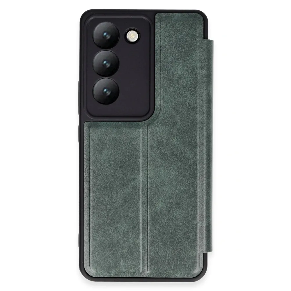 Newface Vivo V30 Lite 4G Kılıf Flip Cover - Koyu Yeşil