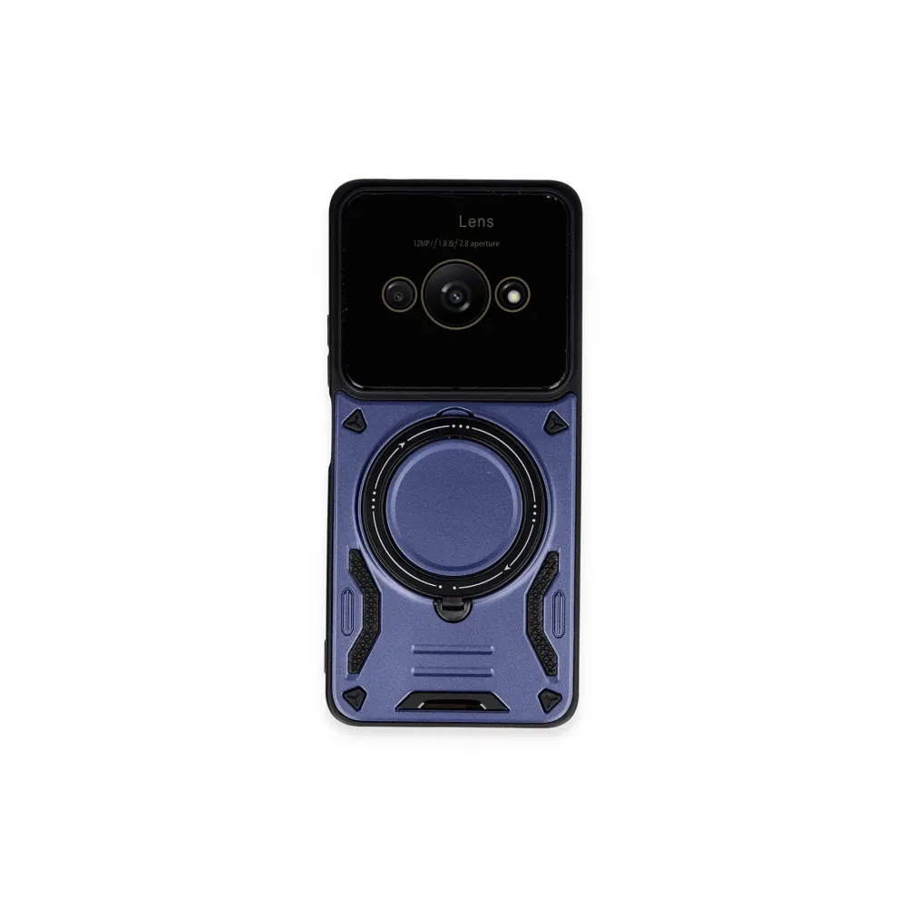 Newface Xiaomi Poco C61 Kılıf Joy Lens Standlı Kapak - Lacivert