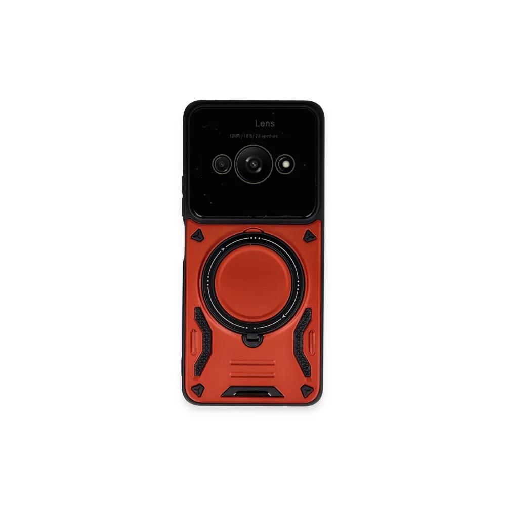 Newface Xiaomi Poco C61 Kılıf Joy Lens Standlı Kapak - Kırmızı