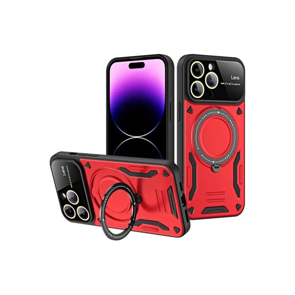 Newface Iphone 16 Pro Kılıf Joy Lens Standlı Kapak - Kırmızı