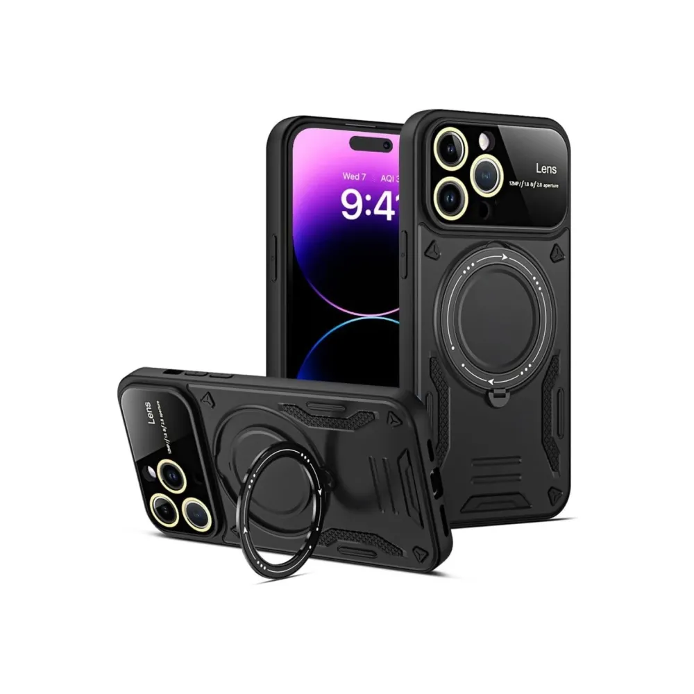 Newface Iphone 16 Pro Max Kılıf Joy Lens Standlı Kapak - Siyah