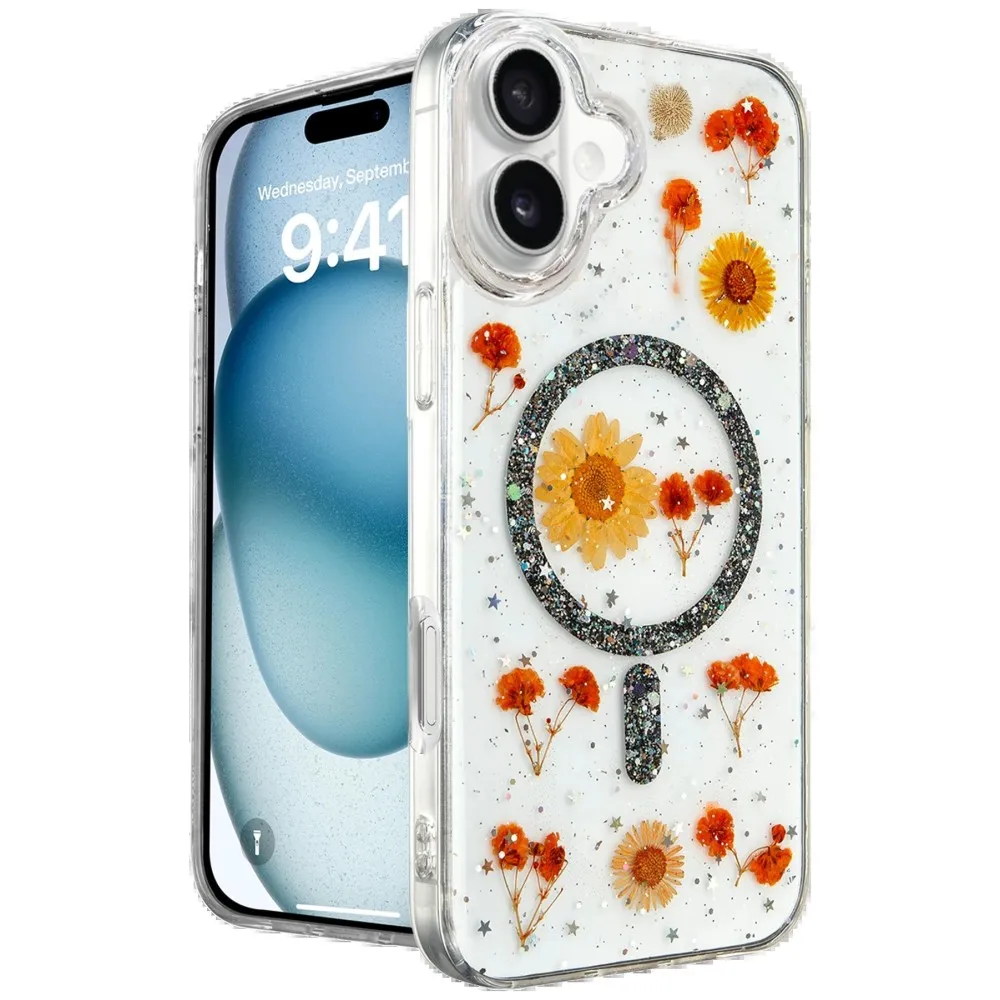 Newface Iphone 16 Kılıf Daisy Simli Magsafe Kapak - Siyah