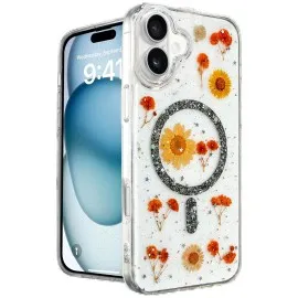 Newface Iphone 16 Kılıf Daisy Simli Magsafe Kapak - Siyah