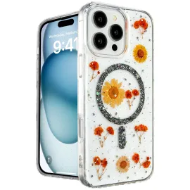 Newface Iphone 16 Pro Kılıf Daisy Simli Magsafe Kapak - Siyah