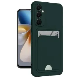Newface Samsung Galaxy S24 Fe Kılıf Kelvin Kartvizitli Silikon - Koyu Yeşil