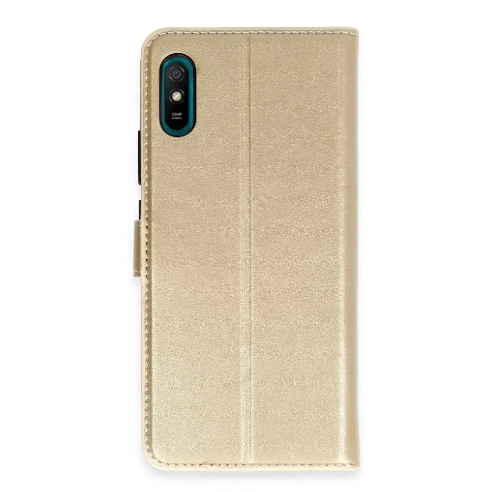 Newface Xiaomi Redmi 9A Kılıf Trend S Plus Kapaklı Kılıf - Gold