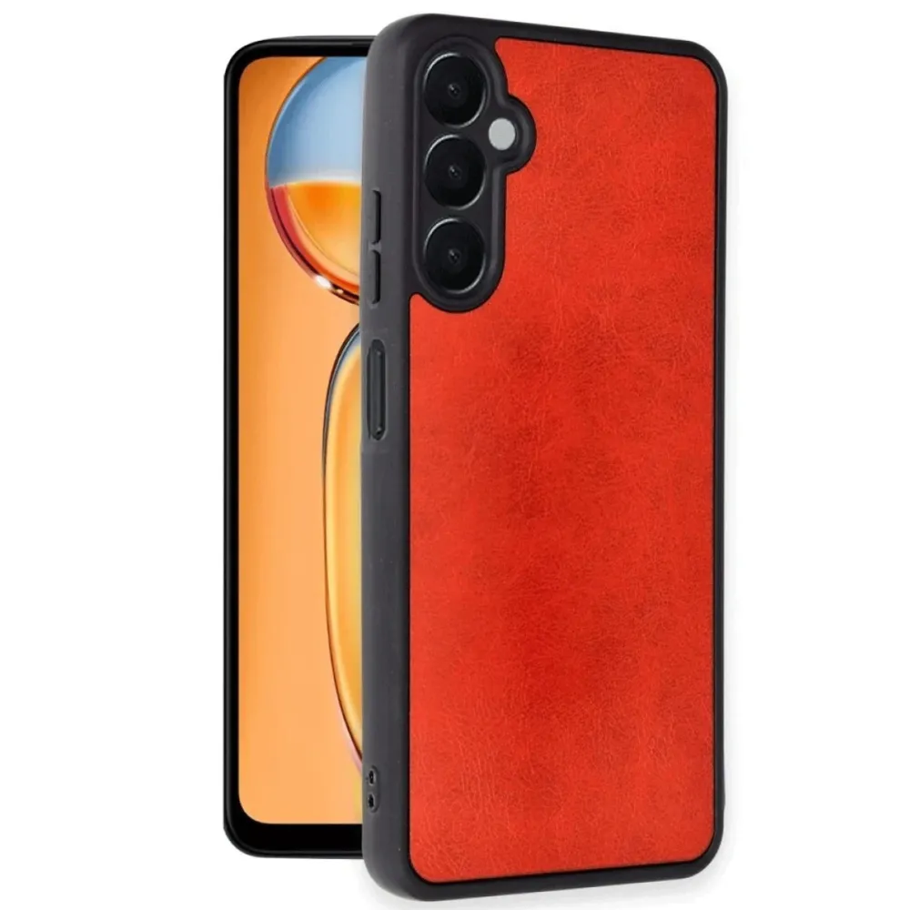 Newface Samsung Galaxy S24 Fe Kılıf Aras Deri Kapak - Kırmızı