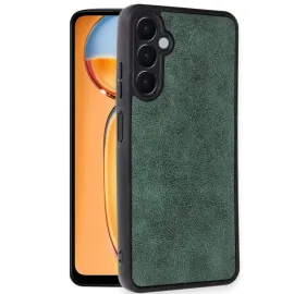 Newface Samsung Galaxy S24 Fe Kılıf Aras Deri Kapak - Koyu Yeşil