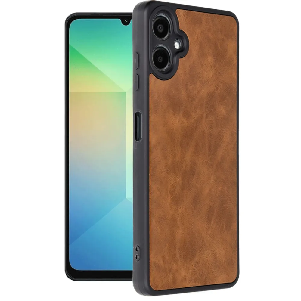 Newface Samsung Galaxy A06 Kılıf Aras Deri Kapak - Taba