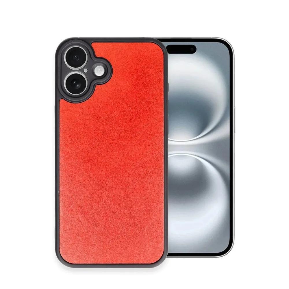 Newface Iphone 16 Plus Kılıf Aras Deri Kapak - Kırmızı
