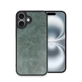 Newface Iphone 16 Plus Kılıf Aras Deri Kapak - Koyu Yeşil
