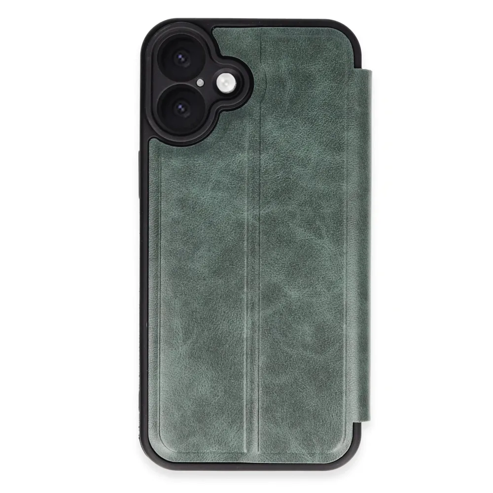 Newface Iphone 16 Plus Kılıf Flip Cover - Koyu Yeşil