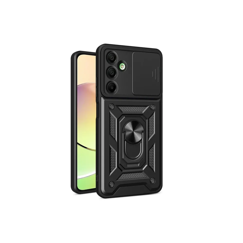Newface Samsung Galaxy A16 5G Kılıf Pars Lens Yüzüklü Silikon - Siyah