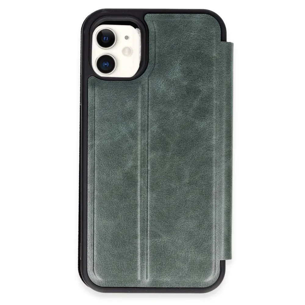 Newface Iphone 11 Kılıf Flip Cover - Koyu Yeşil