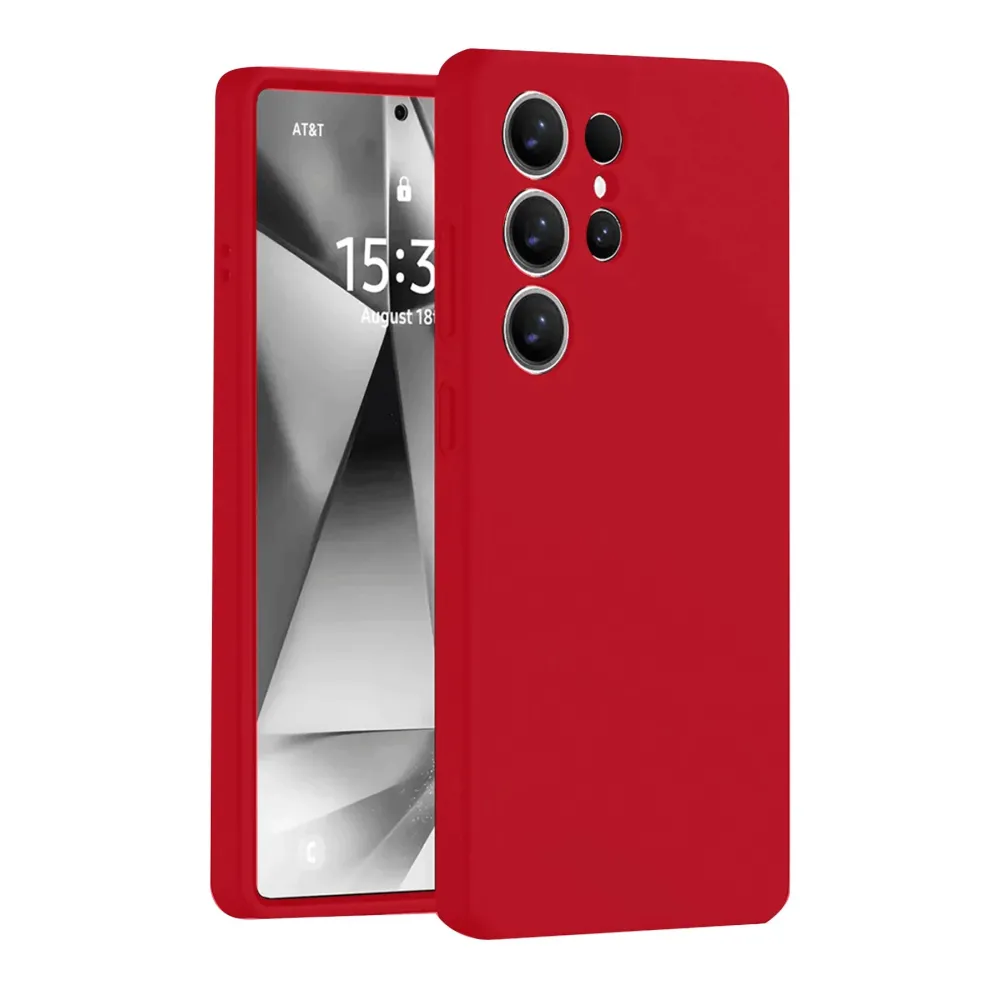 Newface Samsung Galaxy S25 Ultra Kılıf Nano Içi Kadife Silikon - Kırmızı