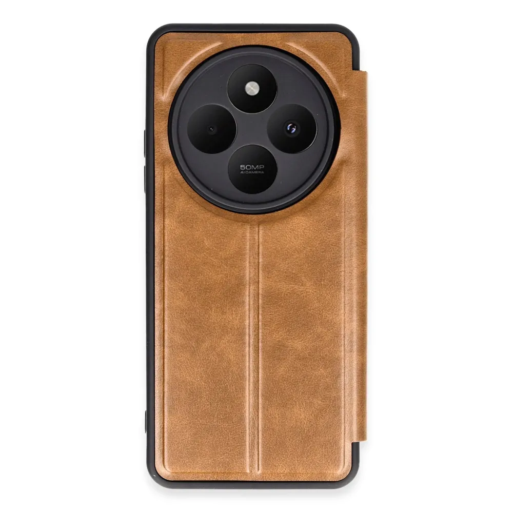 Newface Xiaomi Redmi 14C Kılıf Flip Cover - Taba