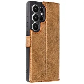 Newface Samsung Galaxy S25 Ultra Kılıf Trend S Plus Kapaklı Kılıf - Taba