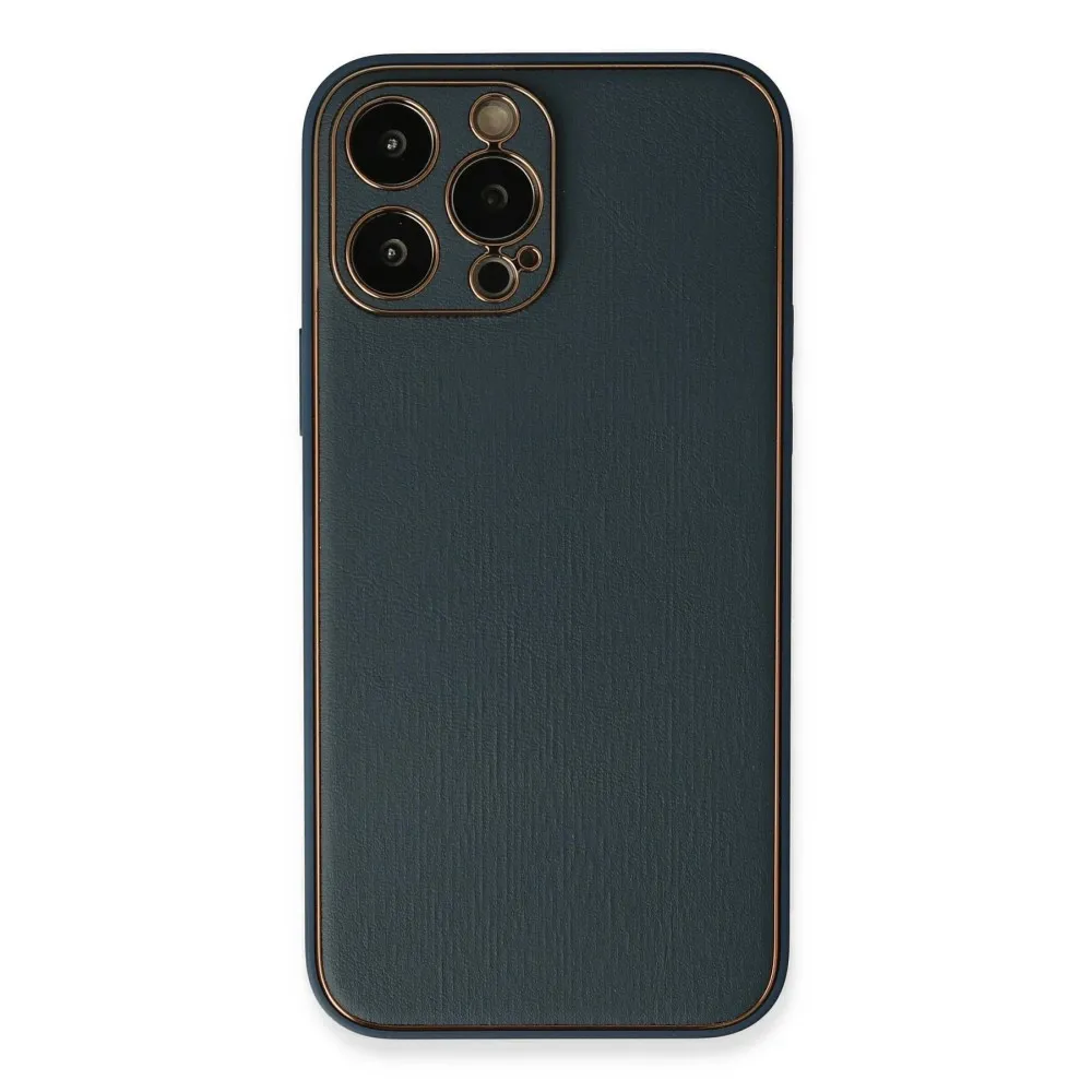 Newface Iphone 13 Pro Kılıf Coco Deri Silikon Kapak - Mavi