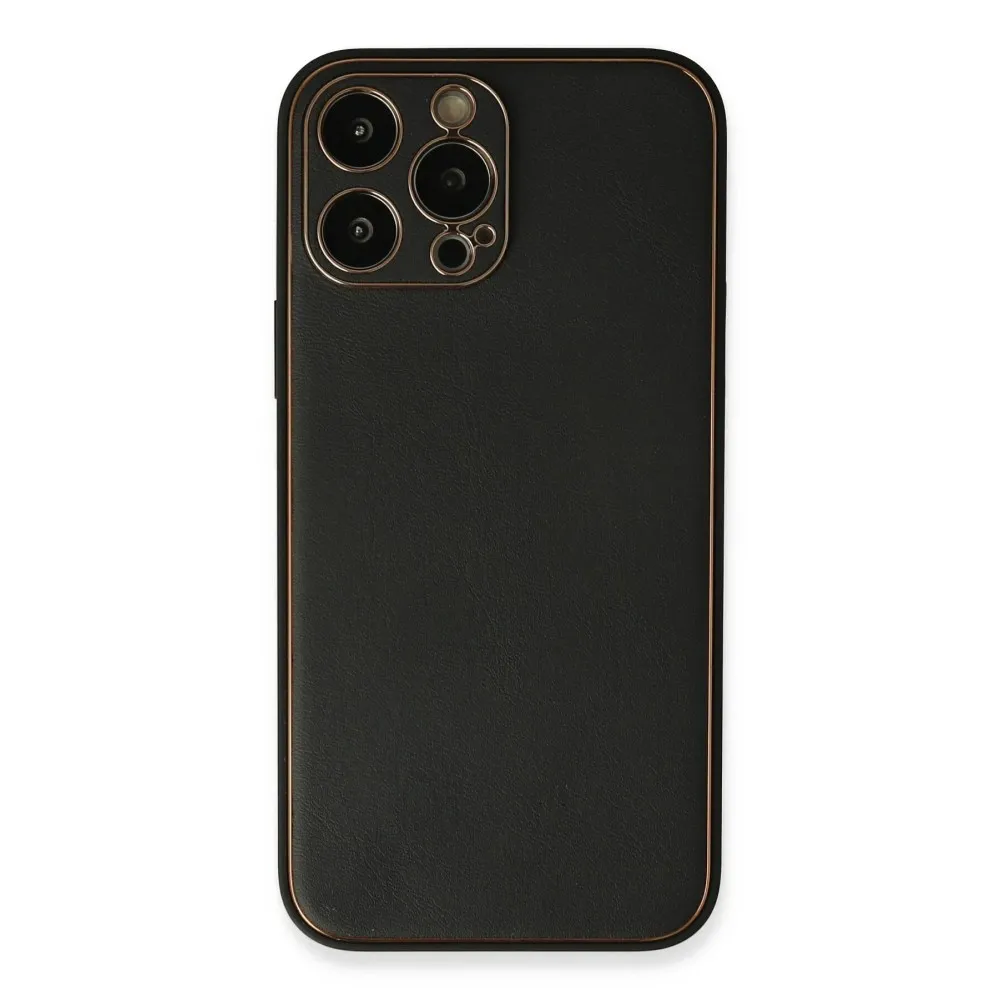Newface Iphone 13 Pro Max Kılıf Coco Deri Silikon Kapak - Siyah
