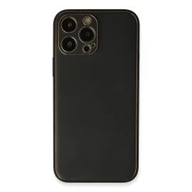 Newface Iphone 13 Pro Max Kılıf Coco Deri Silikon Kapak - Siyah