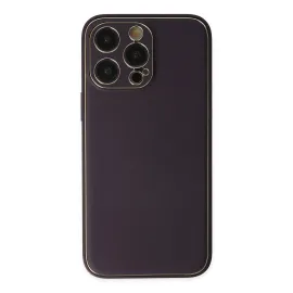 Newface Iphone 13 Pro Max Kılıf Coco Deri Silikon Kapak - Derin Mor