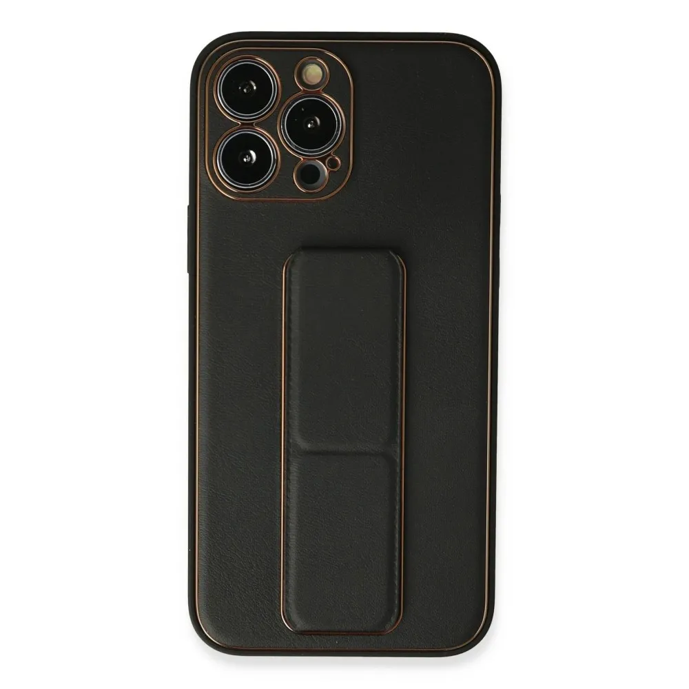 Newface Iphone 13 Pro Max Kılıf Coco Deri Standlı Kapak - Siyah