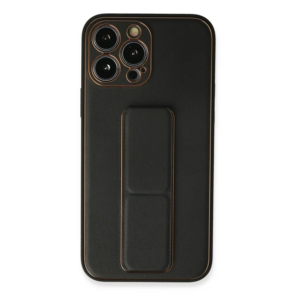 Newface Iphone 13 Pro Kılıf Coco Deri Standlı Kapak - Siyah