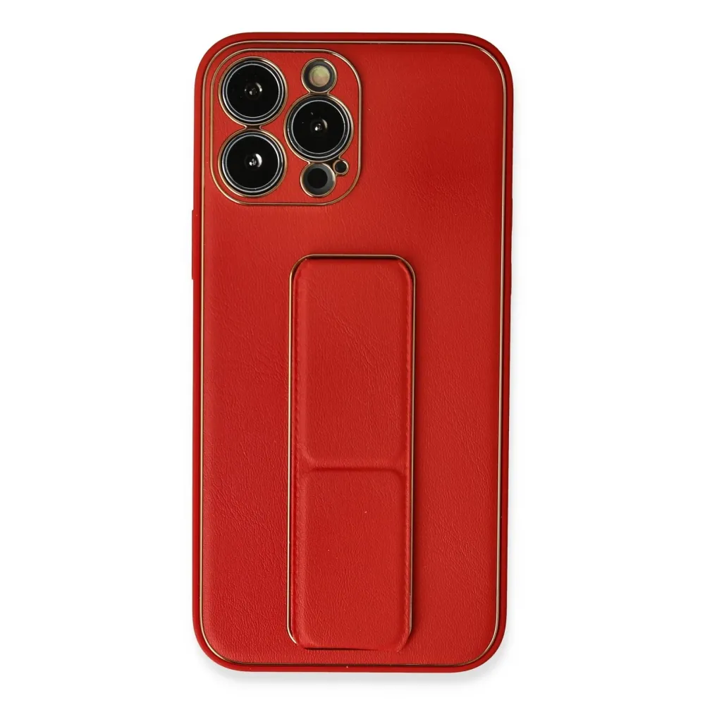 Newface Iphone 13 Pro Kılıf Coco Deri Standlı Kapak - Kırmızı