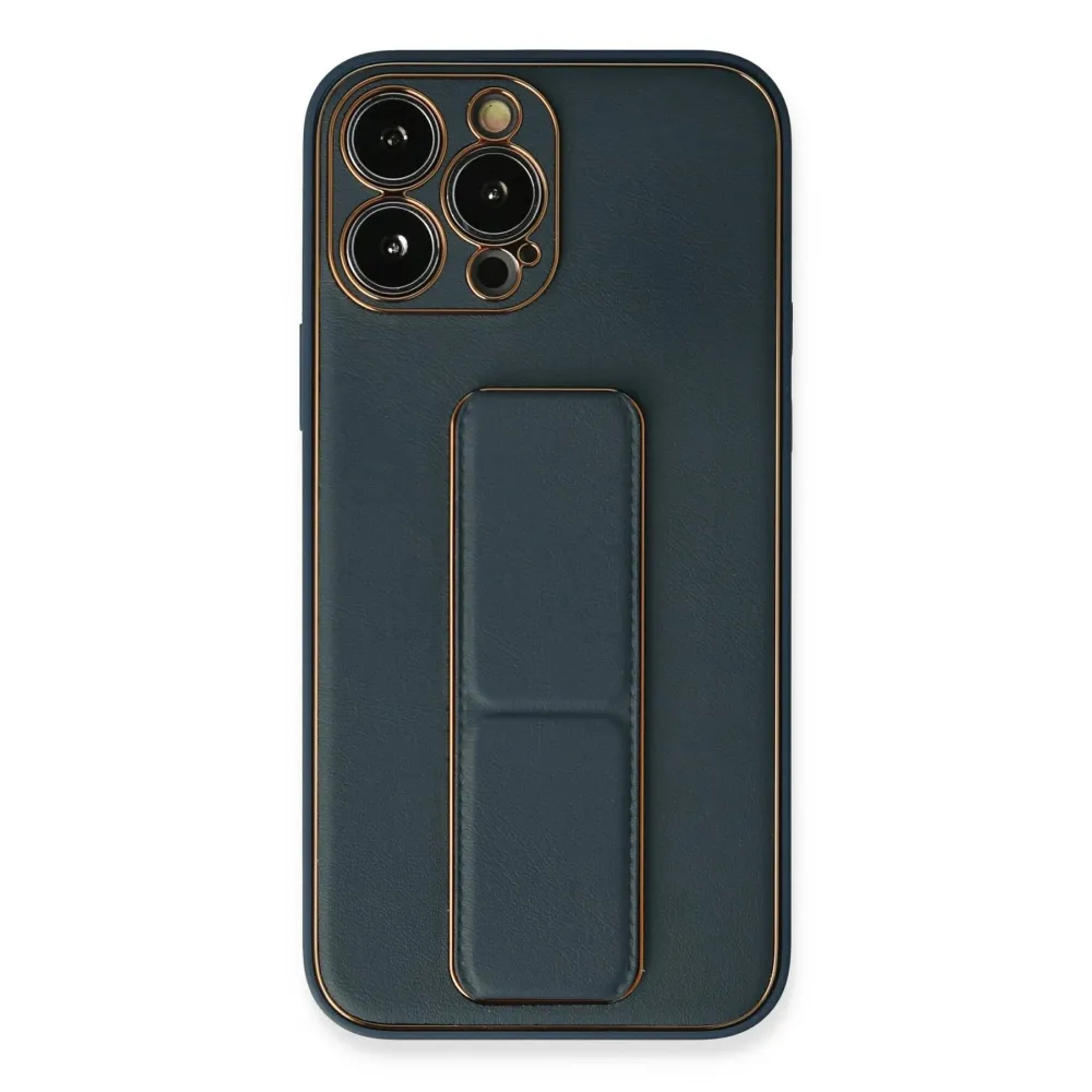 Newface Iphone 13 Pro Kılıf Coco Deri Standlı Kapak - Mavi