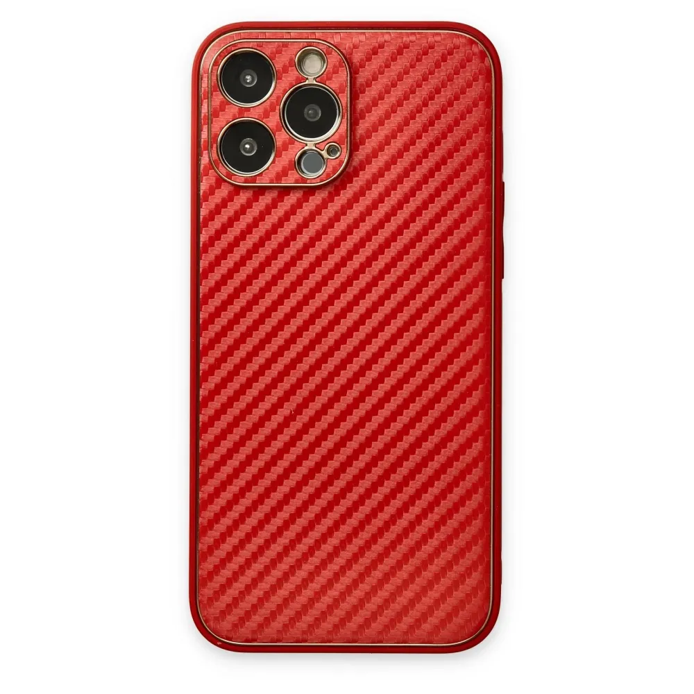 Newface Iphone 13 Pro Max Kılıf Coco Karbon Silikon - Kırmızı