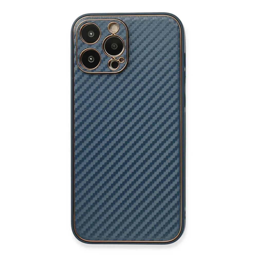 Newface Iphone 13 Pro Max Kılıf Coco Karbon Silikon - Mavi