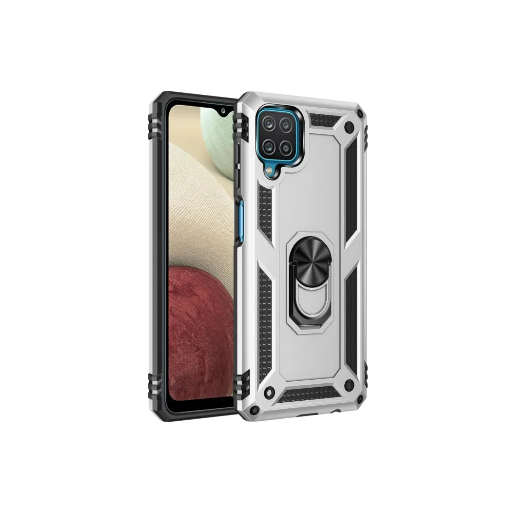 Newface Samsung Galaxy A22 Kılıf Sofya Yüzüklü Silikon Kapak - Gümüş