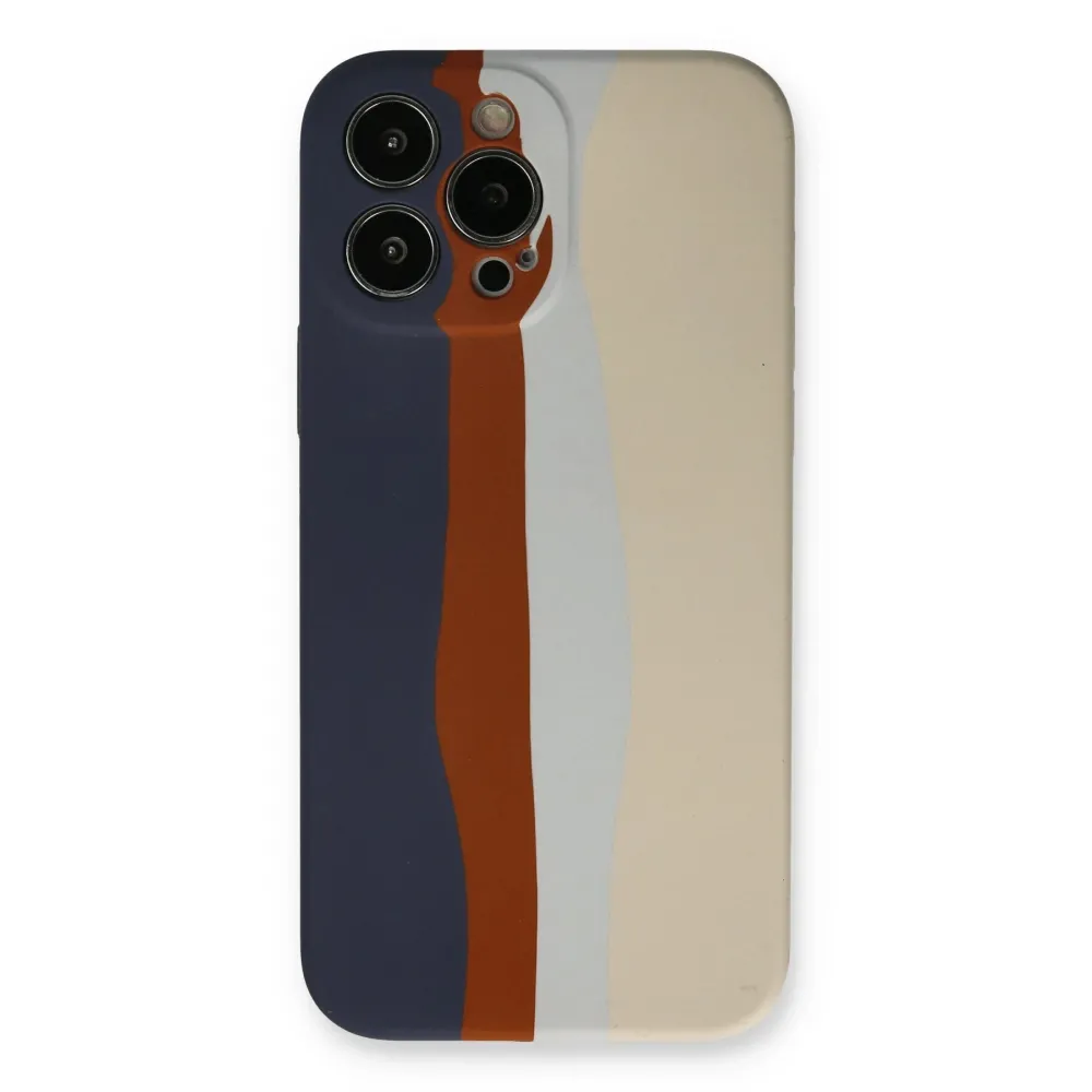 Newface Iphone 13 Pro Kılıf Ebruli Lansman Silikon - Lacivert-Krem