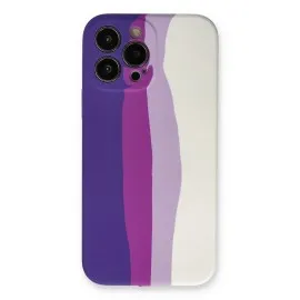 Newface Iphone 13 Pro Kılıf Ebruli Lansman Silikon - Mor-Beyaz